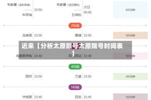 近来【分析太原限号太原限号时间表】
