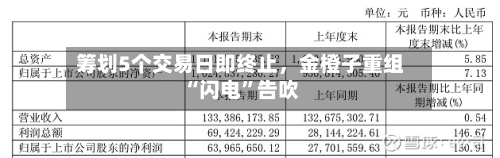 筹划5个交易日即终止，金橙子重组“闪电	”告吹-第1张图片
