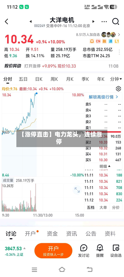 【涨停直击】电力龙头	，连续涨停-第1张图片